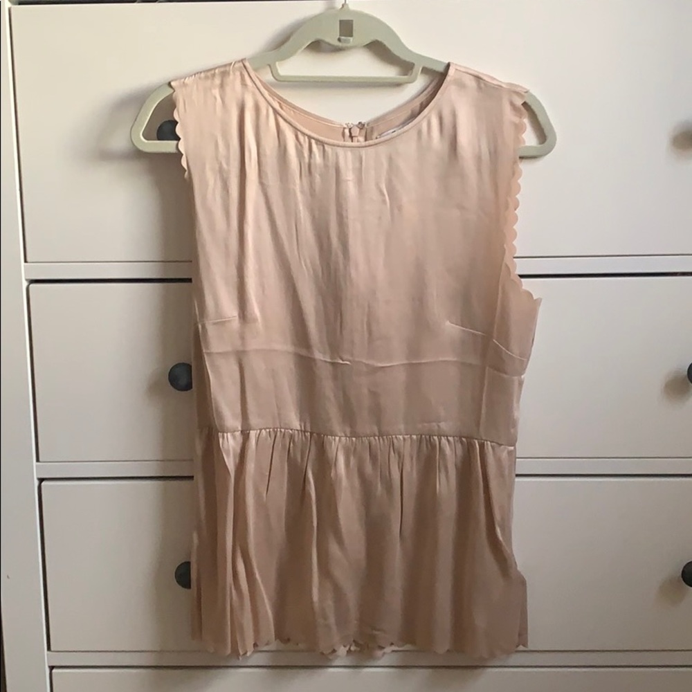 Madewell NWT Silk Top Scalloped Sleeves size M